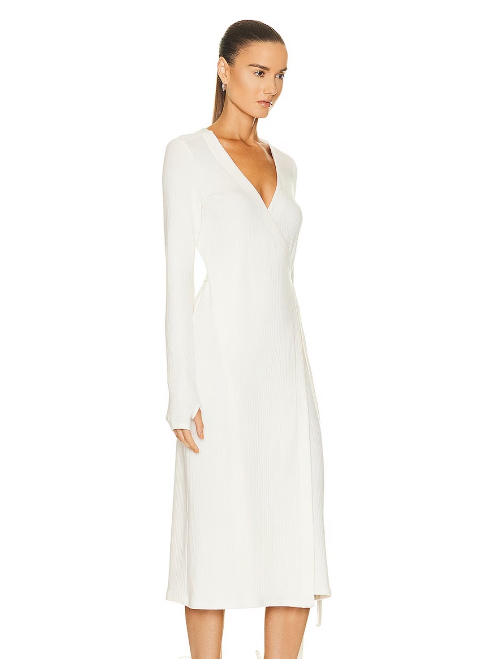 ENZA COSTA Compact Cashmere Long Sleeve Wrap Dress Size L
